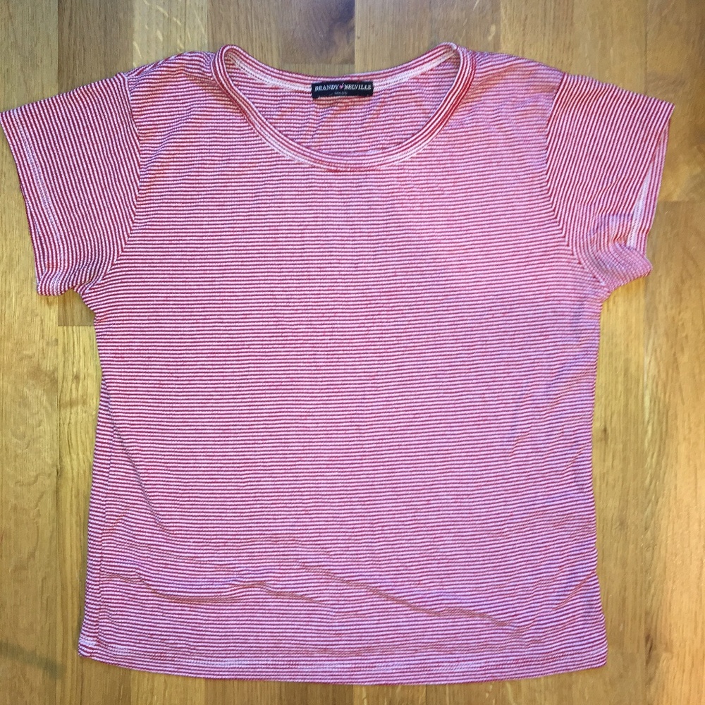Brandy Melville Red Striped T-Shirt
